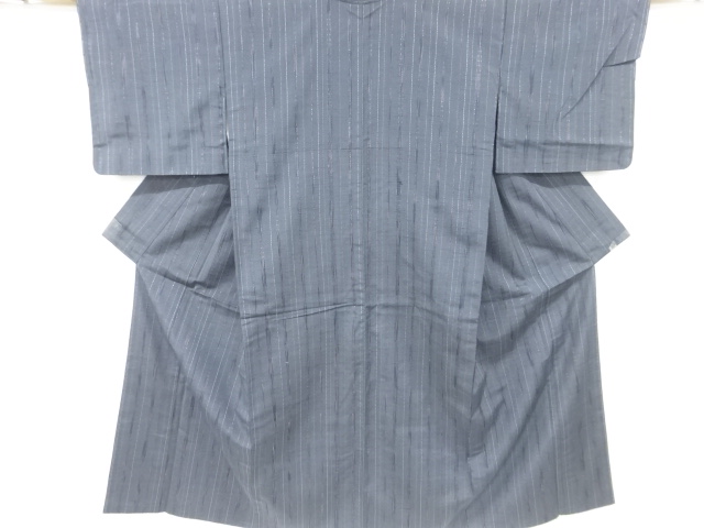 未使用品　裄直しサービス　手織り花織紬地に破れ花縞模様 リサイクル・アンティーク着物販売：Shinei 未使用品 裄直しサービス